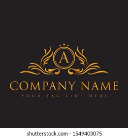 Golden Color Luxury A Letter Logo design.this is high resolution,creative and unique company logo.you can use this logo for your company and website.this is print ready logo.