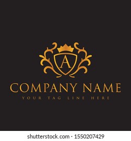 Golden Color Luxury A Letter Logo design.this is high resolution,creative and unique company logo.you can use this logo for your company and website.this is print ready logo.