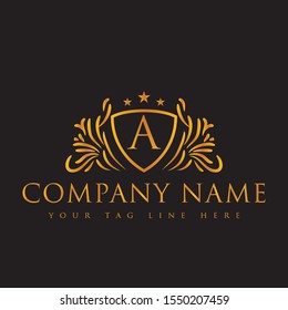 Golden Color Luxury A Letter Logo design.this is high resolution,creative and unique company logo.you can use this logo for your company and website.this is print ready logo.