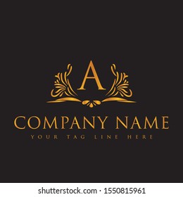 Golden Color Luxury A Letter Logo design.this is high resolution,creative and unique company logo.you can use this logo for your company and website.this is print ready logo.