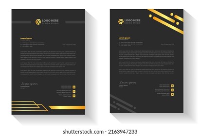 golden color luxury letterhead. corporate modern business luxury letterhead design template with gold color. letterhead, letter head, Business letterhead design. black letter head, golden letter head