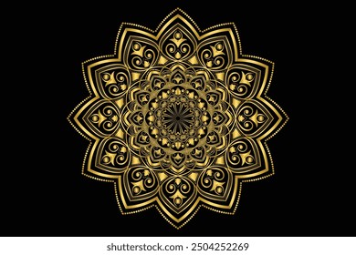 Golden color Mandala design to use in invitation cards