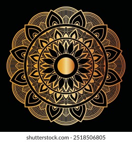 Golden color outline mandala for religion and festival presentation. Islamic pattern and texture for book and packaging background design. 