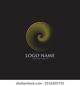 Logotipo dorado del patrón del color, círculo del punto