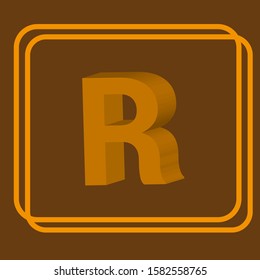 Golden color R letter logo design.simple sing and symbol vector.