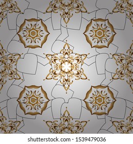 Golden color seamless illustration on a backdrop. Geometric background. For your design, wallpaper. Vector geometric seamless pattern with golden gradients.