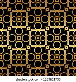 Golden color seamless retro geometric background. Vector illustration.