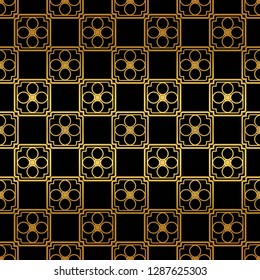 Golden color seamless retro geometric background. Vector illustration.