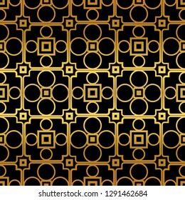 Golden color seamless retro geometric background. Vector illustration.