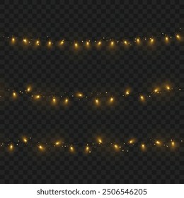 Golden color string lights on dark background, creating a warm ambiance