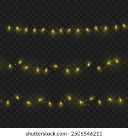 Golden color string lights on dark background, creating a warm ambiance