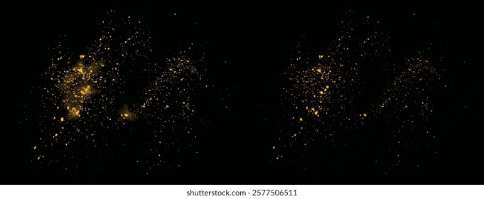 Golden color vector element. Gold glitter confetti light effect golden color element
