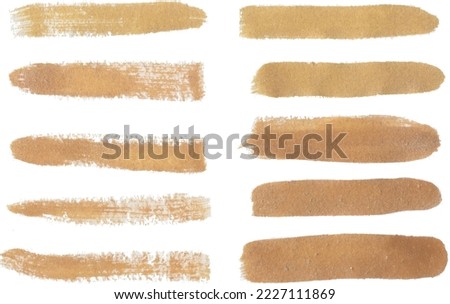 Golden Color watercolor brush vector set, vector gold stock brush set with grunge.