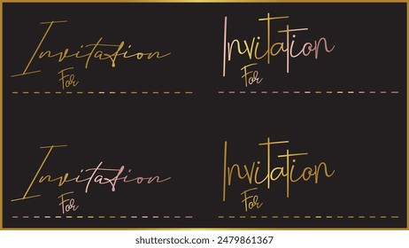 Golden color Wedding party invitation text with invited name, Gold invitation text for wedding or party invitation card front, Isolated vector invitation word.