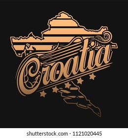 Golden colored county label concept. Vector illustration design for t-shirt and printing.