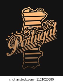 Golden colored county label concept. Vector illustration design for t-shirt and printing.