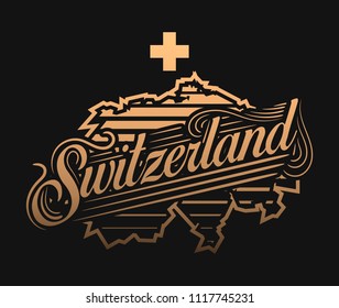 Golden colored Europe county label concept. Vector illustration design for t-shirt and printing.