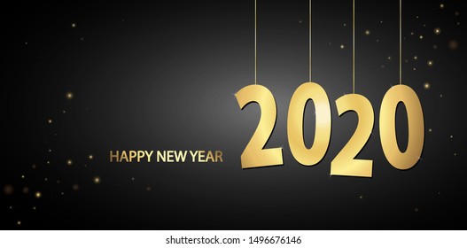 golden colored hang tag numbers for New Year 2020