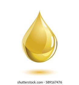 Golden Colored Liquid Drop Icon, Representing Cooking Oil Or Honey.