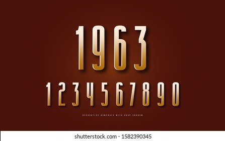Golden colored narrow numerals for logo design