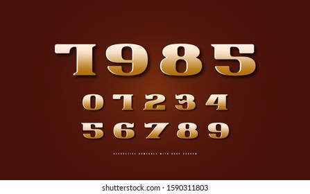 Golden colored serif numerals in retro style