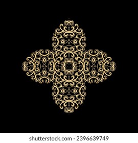 Golden coloring decorative composition on dark background