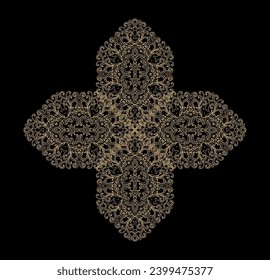Golden coloring decorative composition on dark background