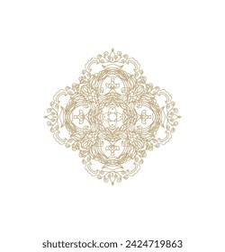 Roseta decorativa para colorear dorado - mandala sobre fondo blanco