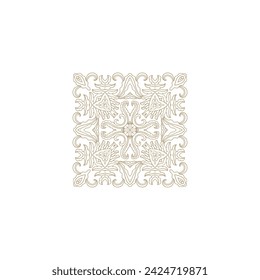 Golden coloring decorative rosette - mandala on white background
