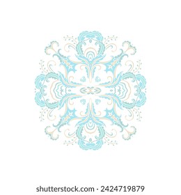 Golden coloring decorative rosette - mandala on white background