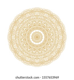 Golden coloring rosete - mandala, snowflake on white background