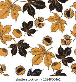 Golden colors chestnut seamless pattern print background