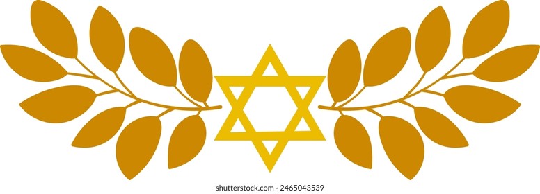 Golden colors floral Judaica isolated clipart element