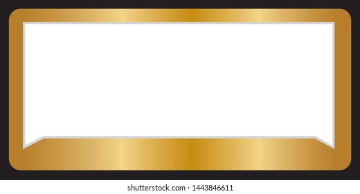 Golden colour License Plate with copy space for add text message, Vector illustration