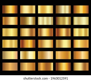 golden colour swatches Gold,golden gradient,pattern,template.Set of colors for design,collection of high quality gradients.Metallic texture,shiny background