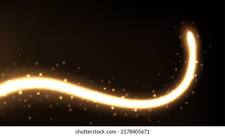 Golden comet tail, Magic Twinkling glitter. Widescreen Vector Illustration