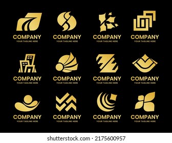 Golden company abstract logo collection