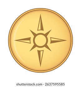 Golden compass icon isolated on white. Vector compass symbol or compass rose icon