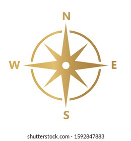 golden compass icon- vector illustration