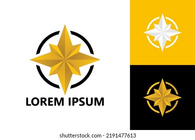 Golden compass logo template design vector