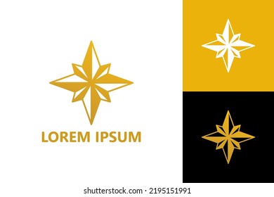 Golden compass logo template design vector