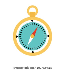 Golden compass on white background. Flat style. Vector illustration