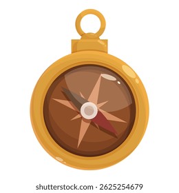 Golden compass pointing north showing the direction for navigation