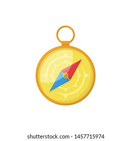 golden compass points north in flat style, vector