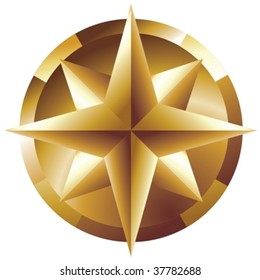 Golden Compass Rose Vector Illustration
