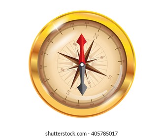 Golden compass. Vector Illustration