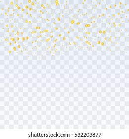 Golden confetti. Abstract falling circles. Vector illustration