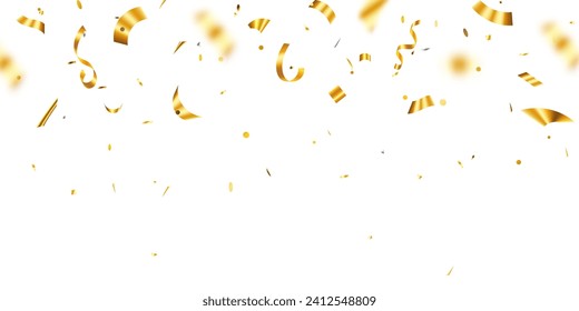 Golden confetti background for decoration various estive celebrations. Luxury confetti flying for celebration party. vector illustration. 