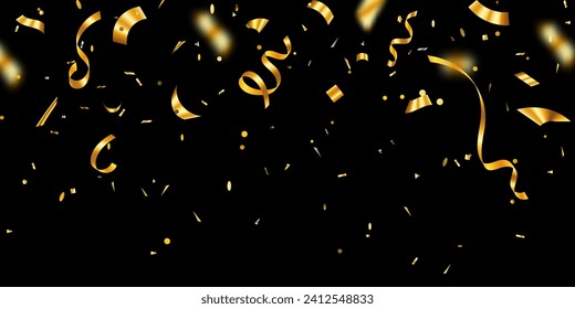 Golden confetti background for decoration various estive celebrations. Grand opening vector illustration template. vector illustration. 