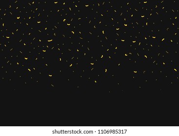 Golden confetti background, Flying confetti. Festive holiday background